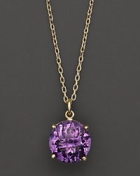 An elegant amethyst pendant necklace in 18 Kt. yellow gold. With Roberto Coin's signature ruby accents. An elegant amethyst pendant necklace in 18 Kt. yellow gold. With Roberto Coin's signature ruby accents.