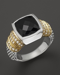 From Lagos' Embrace Noir collection, a sterling silver ring embellished with 18K gold, diamonds and black spinel. From Lagos' Embrace Noir collection, a sterling silver ring embellished with 18K gold, diamonds and black spinel.