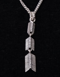 Fossil Silver Tone Native Sun Single Arrow Pendant With Crystals Fossil Silver Tone Native Sun Single Arrow Pendant With Crystals