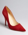 In licorice-hued suede, kate spade new york's good-enough-to-eat pumps lend a red-hot finish.