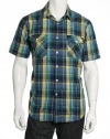 Club Room Plaid Navy Button Down Shirt