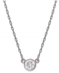 A shining center. This pendant sparkles with round-cut diamonds (1/3 ct. t.w.) providing a lustrous effect. Set in 14k white gold. Approximate drop: 16 inches. Approximate drop: 1/3 inch. A shining center. This pendant sparkles with round-cut diamonds (1/3 ct. t.w.) providing a lustrous effect. Set in 14k white gold. Approximate drop: 16 inches. Approximate drop: 1/3 inch.