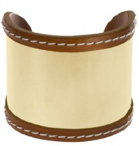 Michael Kors MKJ2063 Women's Gold Tone Stainless Steel Brown Leather Trimmed Cuff Bracelet Jewelry Michael Kors MKJ2063 Women's Gold Tone Stainless Steel Brown Leather Trimmed Cuff Bracelet Jewelry