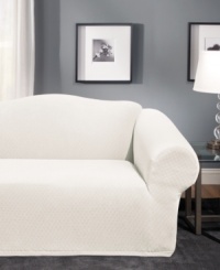 Fresh. Modern. Versatile. Featuring an allover geometric oval pattern, the Stretch Stone loveseat slipcover from Sure Fit gives your furniture a contemporary look, instantly! Ultrasoft stretch fabric is designed to cover hard-to-fit pieces with ease. Fresh. Modern. Versatile. Featuring an allover geometric oval pattern, the Stretch Stone loveseat slipcover from Sure Fit gives your furniture a contemporary look, instantly! Ultrasoft stretch fabric is designed to cover hard-to-fit pieces with ease.