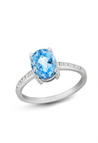 Effy Jewlery 14K White Gold Blue Topaz and Diamond Ring, 1.87 TCW Ring size 7 Effy Jewlery 14K White Gold Blue Topaz and Diamond Ring, 1.87 TCW Ring size 7