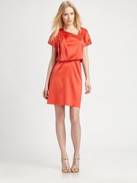 Immensely flattering, this hammered, stretch silk dress features an edgy, asymmetrical neckline and a comfortable, elasticized waist.Asymmetrical necklineShort sleevesPleats on frontElasticized waistAbout 37 from shoulder to hem93% silk/7% spandexDry cleanImported Model shown is 5'10 (177cm) wearing US size Small. Immensely flattering, this hammered, stretch silk dress features an edgy, asymmetrical neckline and a comfortable, elasticized waist.Asymmetrical necklineShort sleevesPleats on frontElasticized waistAbout 37 from shoulder to hem93% silk/7% spandexDry cleanImported Model shown is 5'10 (177cm) wearing US size Small.