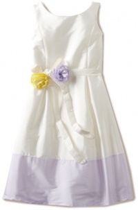 Us Angels Girls 7-16 A Line With Border Dress, Ivory With Lavendar, 7