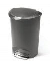 simplehuman 50L-Liter / 13-Gallon Semi-Round Step Trash Can, Grey Plastic