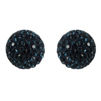 Midnight Blue Shamballa Inspired Pave Swarovski Crystals Ball Sterling Silver Stud Pierced Earrings 12mm Midnight Blue Shamballa Inspired Pave Swarovski Crystals Ball Sterling Silver Stud Pierced Earrings 12mm
