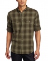 Calvin Klein Sportswear Men's Utilitarian Long Sleeve Rollup Gingham Double Layer Woven
