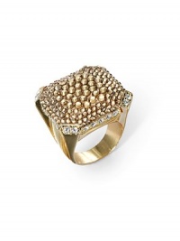 THE LOOKSquare silhouetteSwarovski crystal accentsChampagne goldplated settingTHE MEASUREMENTWidth, about 1Length, about 1ORIGINMade in USA THE LOOKSquare silhouetteSwarovski crystal accentsChampagne goldplated settingTHE MEASUREMENTWidth, about 1Length, about 1ORIGINMade in USA