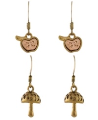 No need to visit the produce section, BCBGeneration has got you covered! This adorable earrings set features one pair of petite apples and another pair of intricate mushrooms. Crafted in gold tone mixed metal on ear wire. Approximate drops: 1-1/4 inches. No need to visit the produce section, BCBGeneration has got you covered! This adorable earrings set features one pair of petite apples and another pair of intricate mushrooms. Crafted in gold tone mixed metal on ear wire. Approximate drops: 1-1/4 inches.