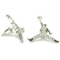 Michael Jordan Jumpman White CZ Earring