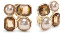 Anne Klein PALATINE Gold-Tone Champagne Colored Pearl Topaz Button Earrings Anne Klein PALATINE Gold-Tone Champagne Colored Pearl Topaz Button Earrings