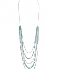G by GUESS Silver-Tone and Turquoise Layered Chain , SILVER G by GUESS Silver-Tone and Turquoise Layered Chain , SILVER