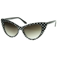 Polka Dot Cat Eye Womens Mod Fashion Super Cat Sunglasses Polka Dot Cat Eye Womens Mod Fashion Super Cat Sunglasses