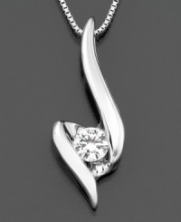 Stylized and sweet, you'll love the unique diamond Sirena heart necklace featuring round-cut diamond (1/7 ct. t.w.) set in 14k white gold. Approximate length: 18 inches. Approximate drop: 3/4 inch. Stylized and sweet, you'll love the unique diamond Sirena heart necklace featuring round-cut diamond (1/7 ct. t.w.) set in 14k white gold. Approximate length: 18 inches. Approximate drop: 3/4 inch.
