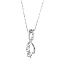 Sterling Silver Created White Sapphire Infinity Pendant W/18 Box Chain Sterling Silver Created White Sapphire Infinity Pendant W/18 Box Chain