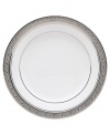 The unparalleled style of Noritake china has been gracefully setting tables for more than ninety years. The formal Crestwood Platinum dinnerware and dishes collection features crisp white china embellished with a shimmering border of interlocking scrolled leaves and an edge of polished platinum.