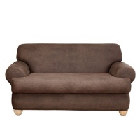 Sure Fit Stretch Leather 2-Piece T Sofa Slipcover, Brown Sure Fit Stretch Leather 2-Piece T Sofa Slipcover, Brown