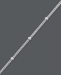 Add shining style to sun-kissed legs. Giani Bernini's polished anklet features a cable link chain with beaded accents. Crafted in sterling silver. Approximate length: 10 inches. Add shining style to sun-kissed legs. Giani Bernini's polished anklet features a cable link chain with beaded accents. Crafted in sterling silver. Approximate length: 10 inches.