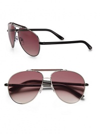 A classic metal frame with acetate accented sweat bar and temples. Available in tortoise with smoke lens or black with brown lens. Acetate temples and sweat bar100% UV protectionMade in Italy A classic metal frame with acetate accented sweat bar and temples. Available in tortoise with smoke lens or black with brown lens. Acetate temples and sweat bar100% UV protectionMade in Italy