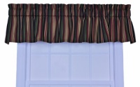 Ellis Curtain Montego Stripe Tailored Valance Window Curtain, Black