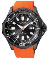 A true pearl of the sea, this Pro-Master Diver watch can be submerged up to 300 meters! With a vibrant orange strap and light-catching Eco-Drive tech. A true pearl of the sea, this Pro-Master Diver watch can be submerged up to 300 meters! With a vibrant orange strap and light-catching Eco-Drive tech.