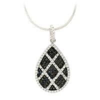 Ryssa925 Micropave Series - Sterling Silver & Multicolor Sworovski Cubic Zirconia Black & White Cross Hatch Pendant (Includes Silver chain) Ryssa925 Micropave Series - Sterling Silver & Multicolor Sworovski Cubic Zirconia Black & White Cross Hatch Pendant (Includes Silver chain)