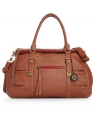 A refined satchel style you'll use for seasons to come. This sleek design from The Sak features subtly pleated accents, antique brass hardware and an optional crossbody strap for alternative carrying style. A refined satchel style you'll use for seasons to come. This sleek design from The Sak features subtly pleated accents, antique brass hardware and an optional crossbody strap for alternative carrying style.
