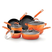 Rachael Ray Porcelain Enamel II Nonstick 10-Piece Cookware Set, Orange Gradient Rachael Ray Porcelain Enamel II Nonstick 10-Piece Cookware Set, Orange Gradient