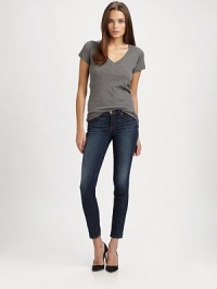 Curve-contouring jeans in a lovingly faded rinse with a comfortable mid rise and slightly tapered silhouette. THE FITRise, about 8Inseam, about 29THE DETAILSButton closureZip flyFive-pocket styleCotton/polyester/elastaneMachine washMade in USAModel shown is 5'10 (177cm) wearing US size 4. Curve-contouring jeans in a lovingly faded rinse with a comfortable mid rise and slightly tapered silhouette. THE FITRise, about 8Inseam, about 29THE DETAILSButton closureZip flyFive-pocket styleCotton/polyester/elastaneMachine washMade in USAModel shown is 5'10 (177cm) wearing US size 4.