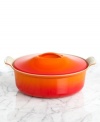 Capturing the charm of France, the oval cocotte has a high-glossed enamel finish and modern design that fits effortlessly into any kitchen, producing superior dishes bursting with rich aromas, tender juices and intoxicating flavors that only the cast-iron can deliver. 5-year limited warranty.