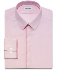 The details make the man. Subtle contrast tipping on this slim-fit dress shirt from Calvin Klein finishes off your look. The details make the man. Subtle contrast tipping on this slim-fit dress shirt from Calvin Klein finishes off your look.