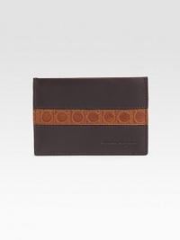 A slim, spectator design with signature embossed gancino detail. One bill compartment Two card slots Viscose 4W X 2.8H Made in Italy A slim, spectator design with signature embossed gancino detail. One bill compartment Two card slots Viscose 4W X 2.8H Made in Italy