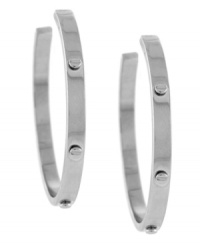 Industrial chic. Tiny screw details adorn Vince Camuto's stylish hoop earrings. Crafted in rhodium-plated mixed metal. Approximate diameter: 1-3/4 inches. Industrial chic. Tiny screw details adorn Vince Camuto's stylish hoop earrings. Crafted in rhodium-plated mixed metal. Approximate diameter: 1-3/4 inches.
