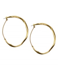 These RACHEL Rachel Roy hoops feature an uneven, organic body for an au naturel appearance. Set in worn gold tone mixed metal. Approximate diameter: 3-1/4 inches. These RACHEL Rachel Roy hoops feature an uneven, organic body for an au naturel appearance. Set in worn gold tone mixed metal. Approximate diameter: 3-1/4 inches.