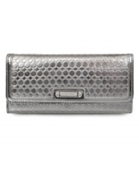 Discover your inner glam-azon with this glossy little goodie from Nine West. Decked out in signature 9s and gleaming hardware, its pocket-lined interior will keep you effortlessly organized. Discover your inner glam-azon with this glossy little goodie from Nine West. Decked out in signature 9s and gleaming hardware, its pocket-lined interior will keep you effortlessly organized.