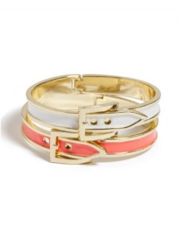 GUESS Coral and White Buckle Bracelet Set