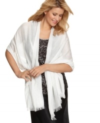 Light up a room with this shimmering and lightweight wrap by Style&co. Light up a room with this shimmering and lightweight wrap by Style&co.