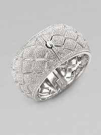 Encrusted with dazzling pavé stones, this elegant design will add interest to any look. Rhodium plated brassCrystalsDiameter, about 2Tongue-and-box closureImported Encrusted with dazzling pavé stones, this elegant design will add interest to any look. Rhodium plated brassCrystalsDiameter, about 2Tongue-and-box closureImported