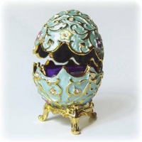 Swarovski Crystals 24K Gold Flowered Blue Faberge Style Egg Box figurine Swarovski Crystals 24K Gold Flowered Blue Faberge Style Egg Box figurine