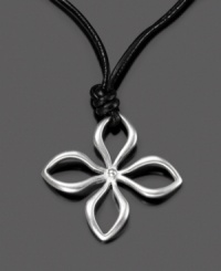 A cheerful addition to any outfit, this flower-shaped mixed metal pendant necklace hangs from a chic leather cord. Measures approximately 18 inches long with a 1-3/4 inch drop. A cheerful addition to any outfit, this flower-shaped mixed metal pendant necklace hangs from a chic leather cord. Measures approximately 18 inches long with a 1-3/4 inch drop.