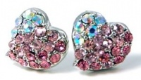 Adorable Pink and AB Crystal Embellished Mini Heart Stud 3/8 Stud Earrings Adorable Pink and AB Crystal Embellished Mini Heart Stud 3/8 Stud Earrings