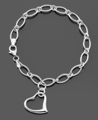 Grace your wrist with this lovely link bracelet with a precious open heart charm. Crafted in sterling silver by Giani Bernini. Measures approximately 7-1/2 inches long with a 3/4 inch drop. Grace your wrist with this lovely link bracelet with a precious open heart charm. Crafted in sterling silver by Giani Bernini. Measures approximately 7-1/2 inches long with a 3/4 inch drop.