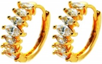 0.50 Inch Beautiful Marquise Shape Simulated White Diamond Swarovski Crystal Elements Huggie J-Hoop Earrings, 14k Yellow Gold Filled 0.50 Inch Beautiful Marquise Shape Simulated White Diamond Swarovski Crystal Elements Huggie J-Hoop Earrings, 14k Yellow Gold Filled