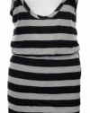 BCBGeneration Striped Double Tank Jersey Dress Black Combo (Large) [Apparel]