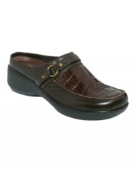 Round-toe mules are usually a comfortable choice, but an extra pillow-like cushion in the heel of Easy Spirit's Donnica makes you feel as though you're walking on a cloud! A studded buckle detail on the vamp adds a trendy touch. Round-toe mules are usually a comfortable choice, but an extra pillow-like cushion in the heel of Easy Spirit's Donnica makes you feel as though you're walking on a cloud! A studded buckle detail on the vamp adds a trendy touch.