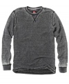 This weathered long-sleeved t-shirt from Quiksilver is a seasonal staple for your casual wardrobe.