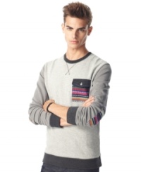 The classic patch sweater gets an update by Bar III with colorful prints and a sporty design. The classic patch sweater gets an update by Bar III with colorful prints and a sporty design.